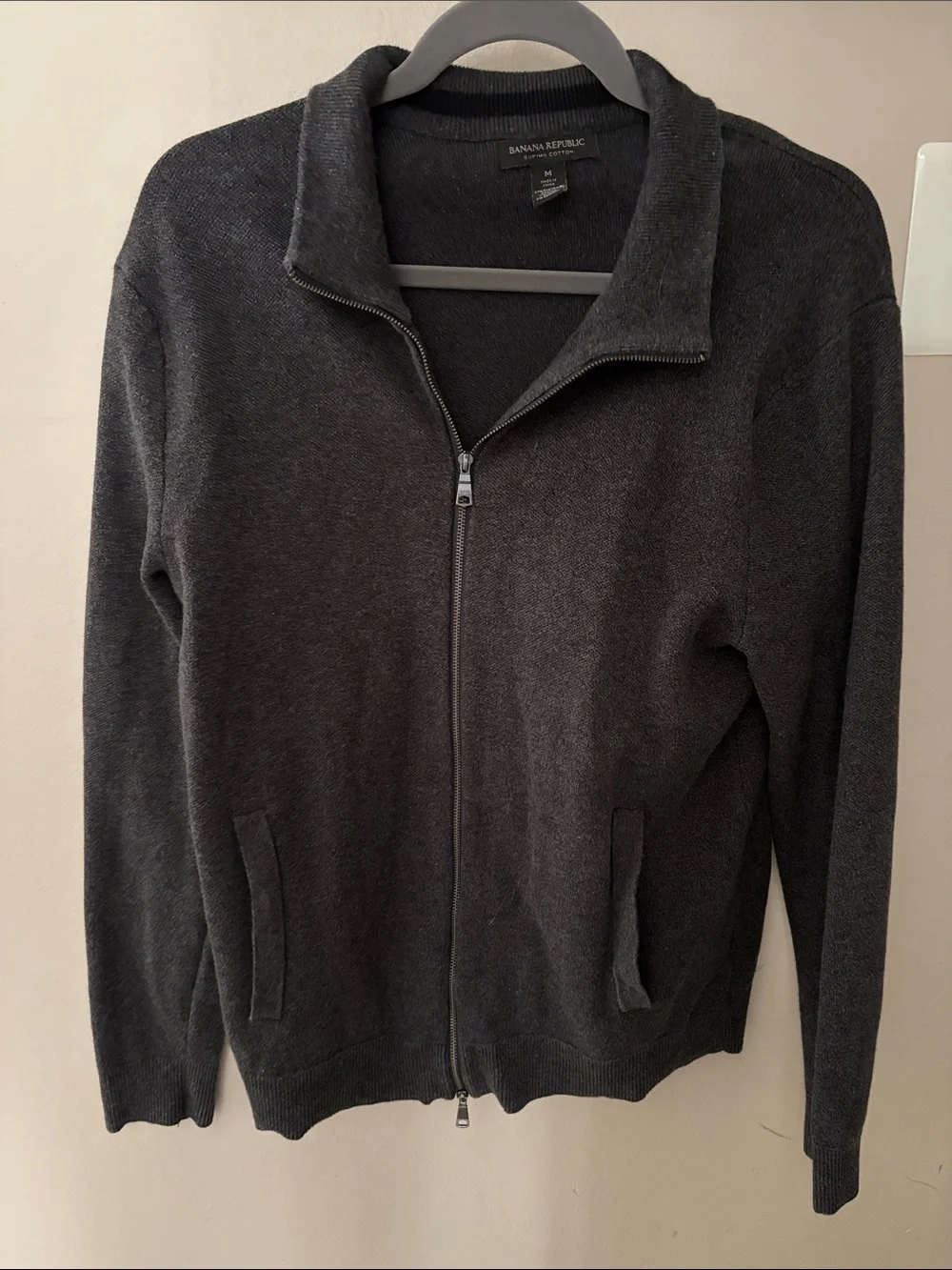 Banana Republic Dark Charcoal Full-Zip Men's Sweater